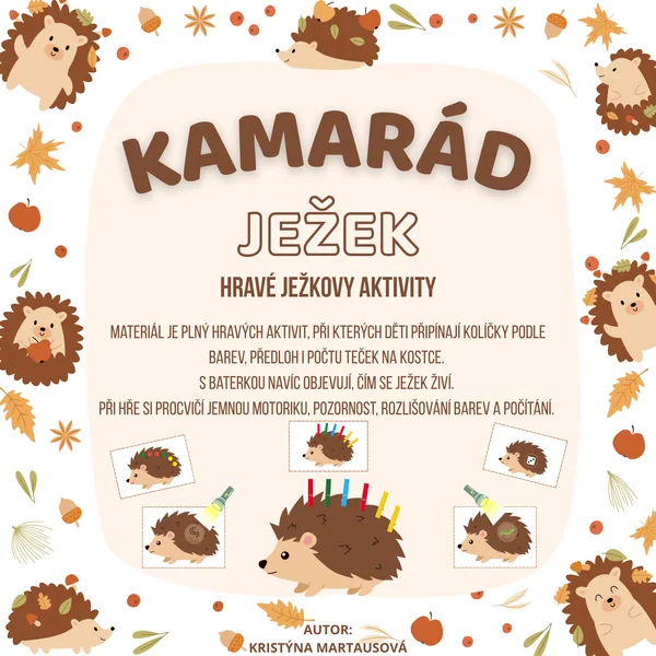 Kamarád ježek - Hravé aktivity s kolíčky a baterkou 🦔