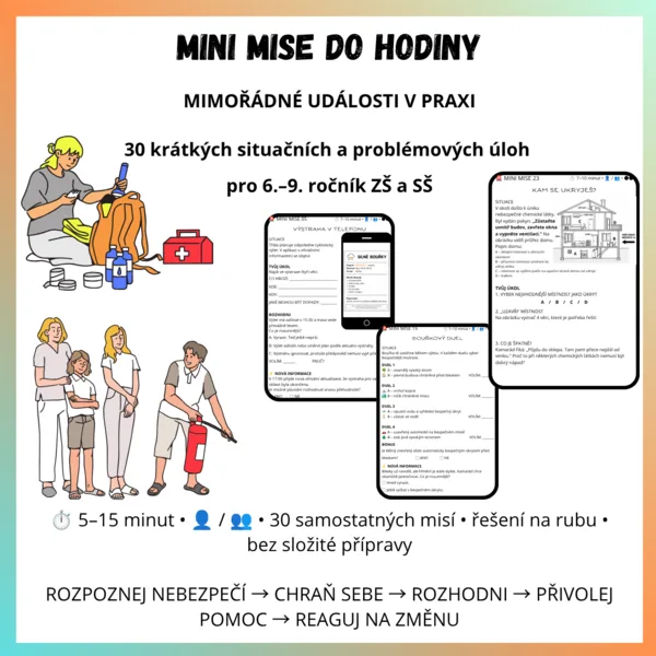 MINI MISE DO HODINY – MIMOŘÁDNÉ UDÁLOSTI V PRAXI (30 krátkých situačních a problémových úloh pro 6.–9. ročník ZŠ a SŠ)