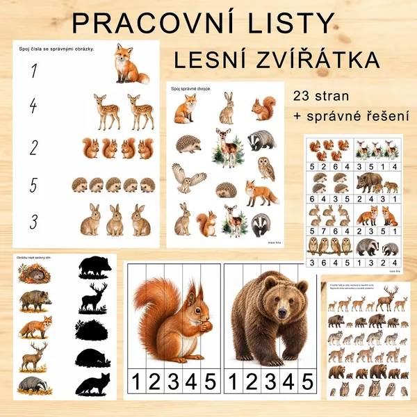 PRACOVNÍ LISTY - LESNÍ ZVÍŘÁTKA