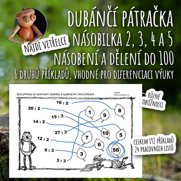 Dubánčí pátračka - násobilka 2, 3, 4 a 5 - najdi vetřelce