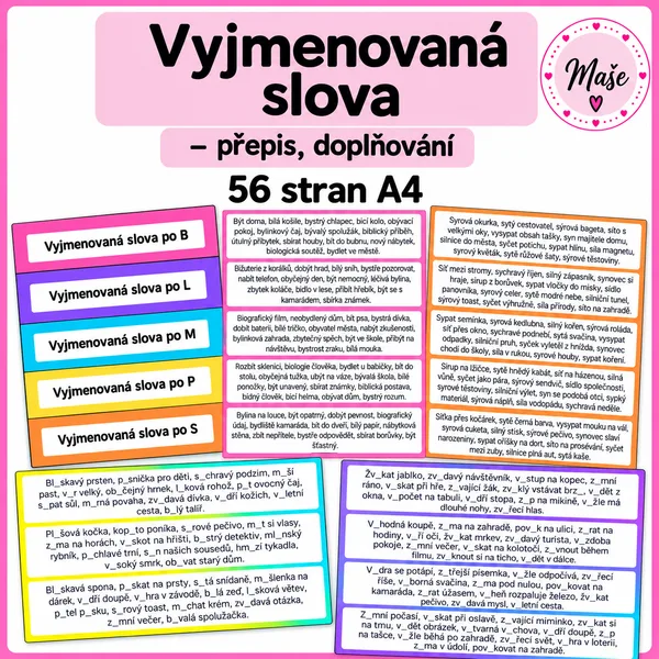 Vyjmenovaná slova - přepis, doplňování