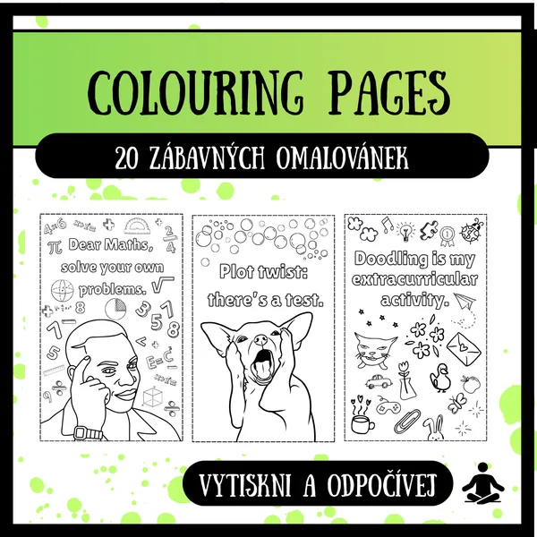 Vtipné omalovánky do angličtiny - colouring pages - brain breaks