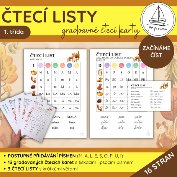Čtecí listy | 16 gradovaných čtecích listů pro začínající čtenáře