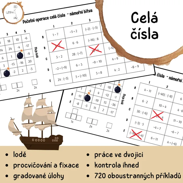Námořní bitva - početní operace s celými čísly