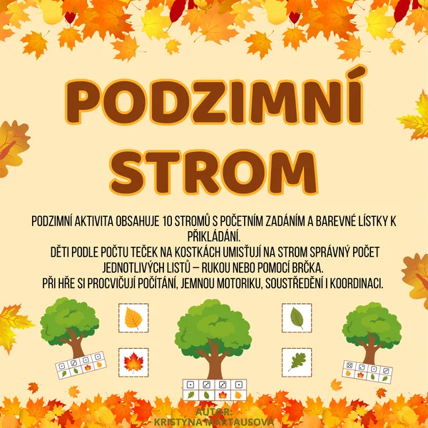 Podzimní strom - Přenášíme lístky podle počtu 🌳🍁