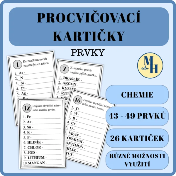 Prvky - procvičovací kartičky