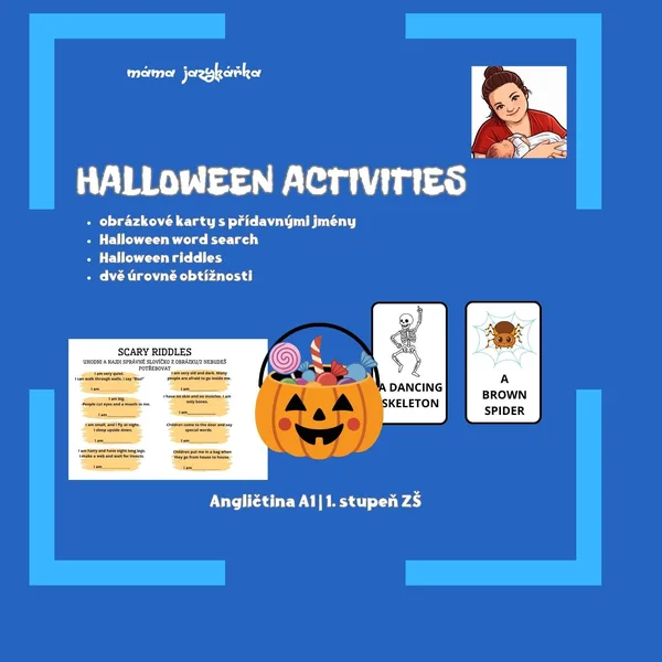 Halloween: Slovíčka/osmisměrka/hádanky