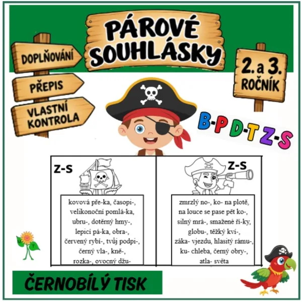 Párové souhlásky - doplňovací cvičení