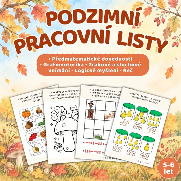 PODZIMNÍ PRACOVNÍ LISTY PRO DĚTI 5–6 LET