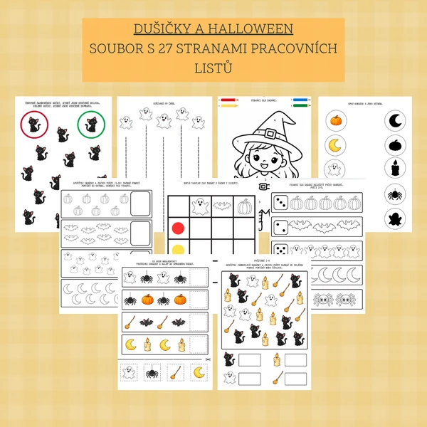 Dušičky a Halloween- soubor s 27 stranami pracovních listů
