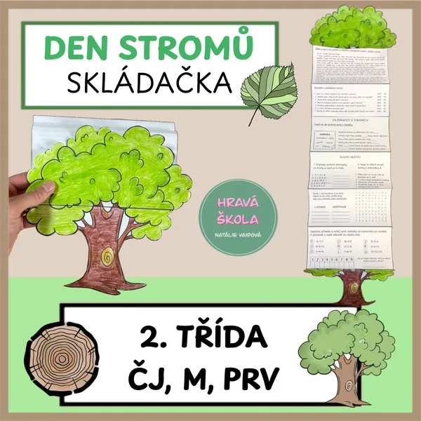 DEN STROMŮ - SKLÁDAČKA -2. ROČNÍK- UČIVO ČJ, M, PRV