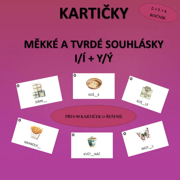 Kartičky měkké + tvrdé souhlásky