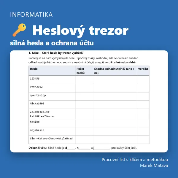 🔑 Heslový trezor – silná hesla a ochrana účtu
