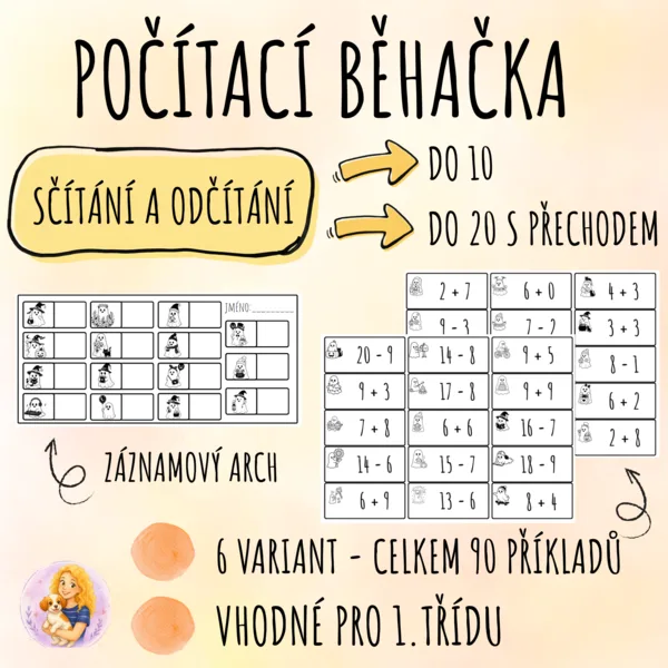 Počítací běhačka - Sčítání a odčítání do 20
