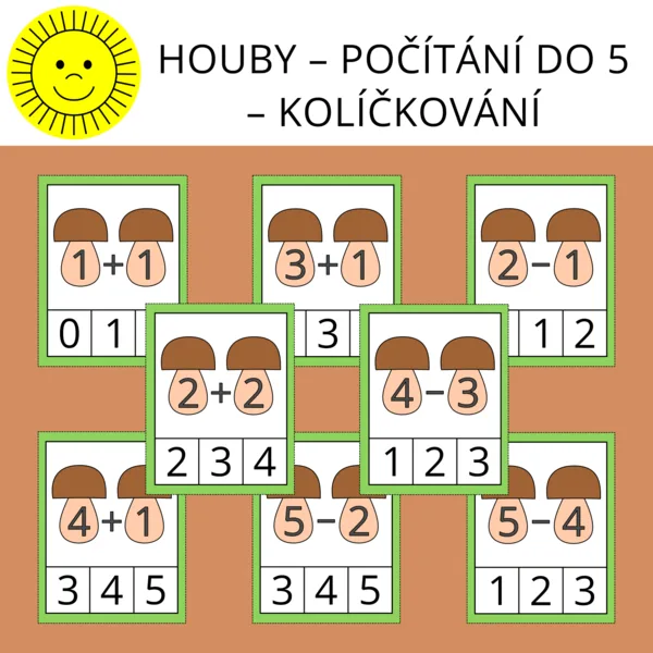 HOUBY - POČÍTÁNÍ DO 5 - KOLÍČKOVÁNÍ