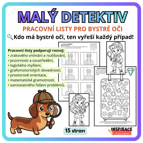MALÝ DETEKTIV - pracovní listy pro bystré oči 👀