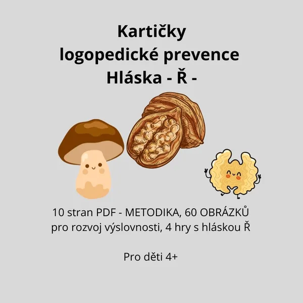 Kartičky logopedické prevence hláska Ř, 4 hry pro rozvoj řeči