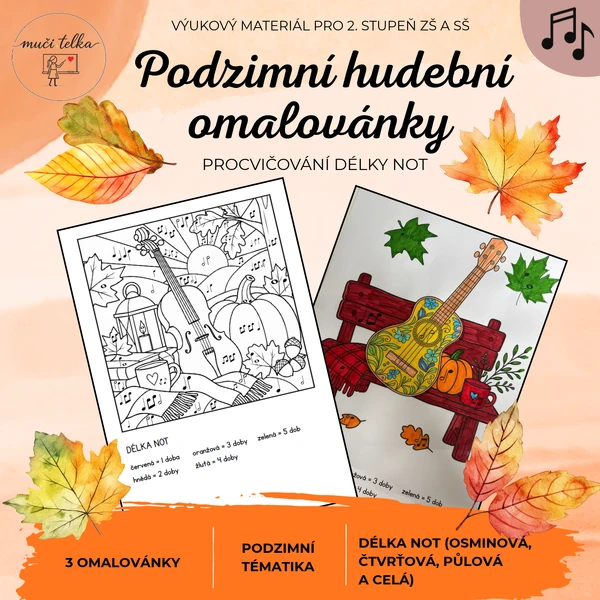 Podzimní hudební omalovánky – délka not