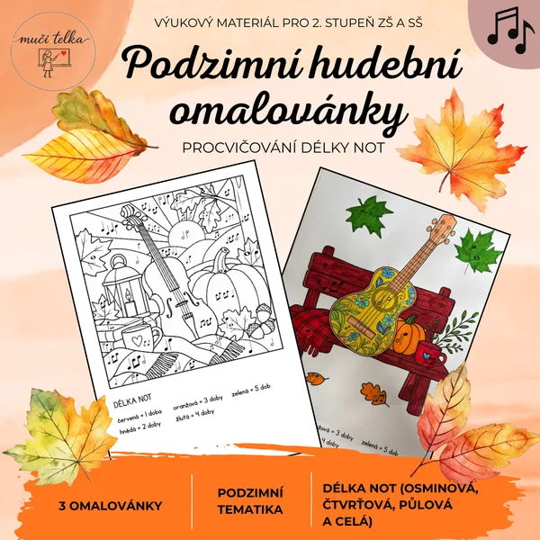 Podzimní hudební omalovánky – délka not