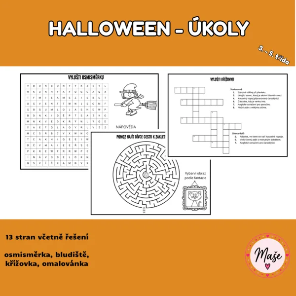 Halloween - křížovka, osmisměrka