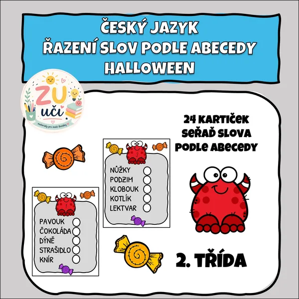 Halloween - Řazení slov podle abecedy