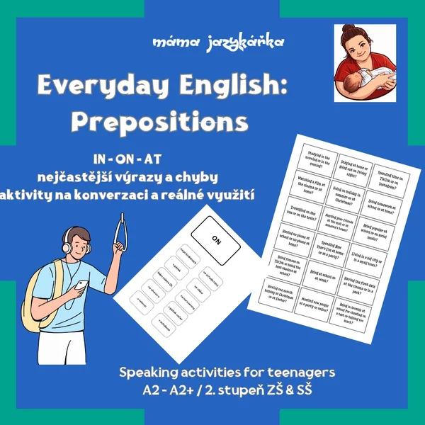 Prepositions A2: IN, ON, AT - typické výrazy (překlad a konverzace)
