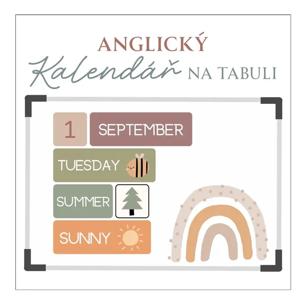Anglický kalendář na tabuli