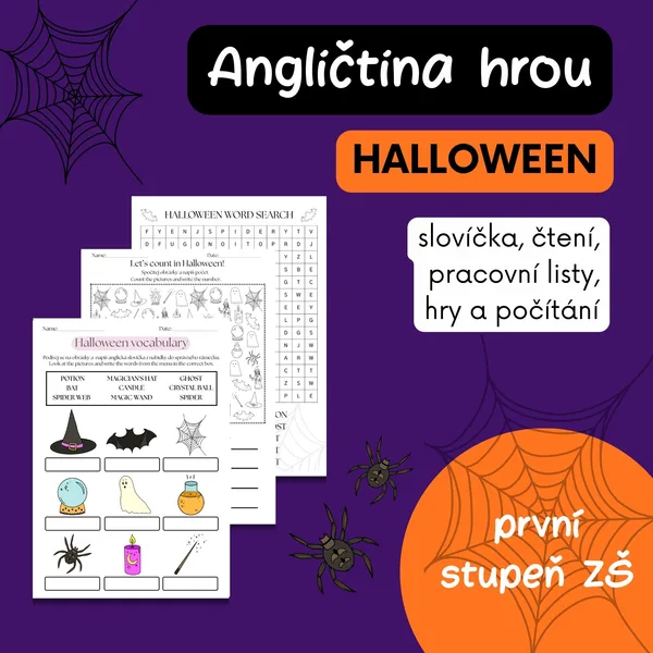 Halloween v angličtině - slovíčka, čtení, pracovní listy