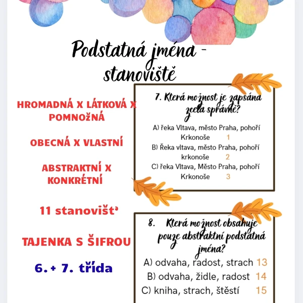 Podstatná jména - stanoviště