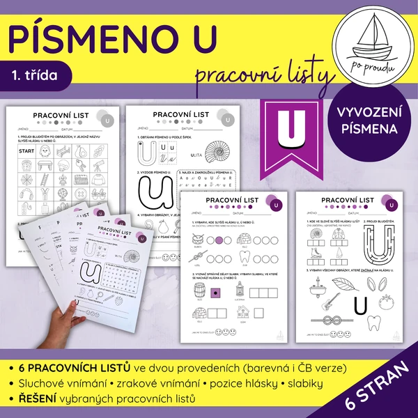 Písmeno U | 6 pracovních listů