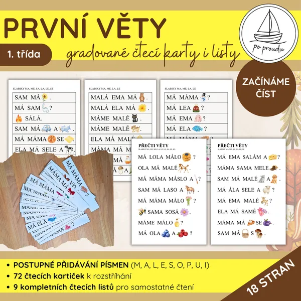 První věty | 72 čtecích kartiček a 9 gradovaných čtecích listů
