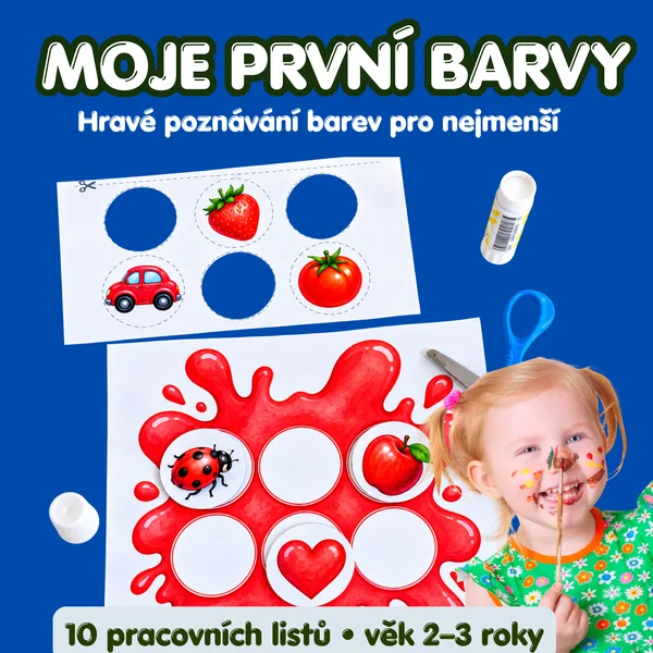 Moje první barvy – 10 pracovních listů pro nejmenší (2–3 roky)