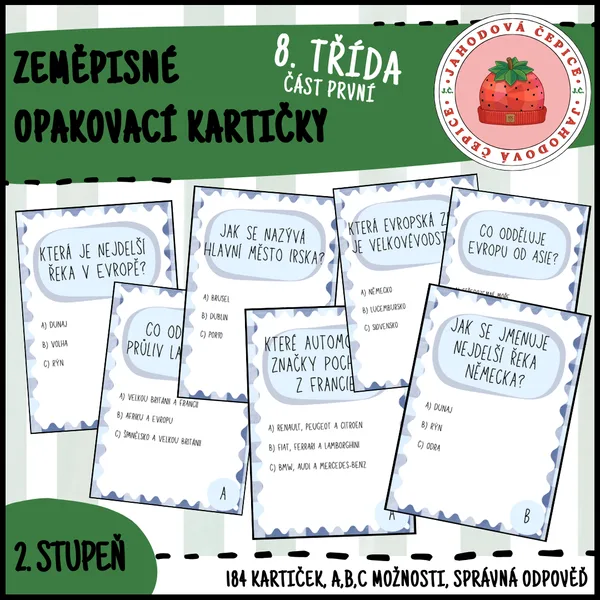 Zeměpisné opakovací kartičky - 8. třída - Evropa