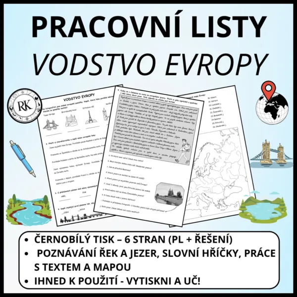 Vodstvo Evropy - Pracovní list