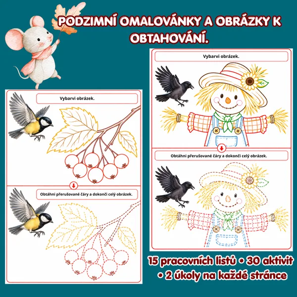 Grafomotorická cvičení a omalovánky – Podzim