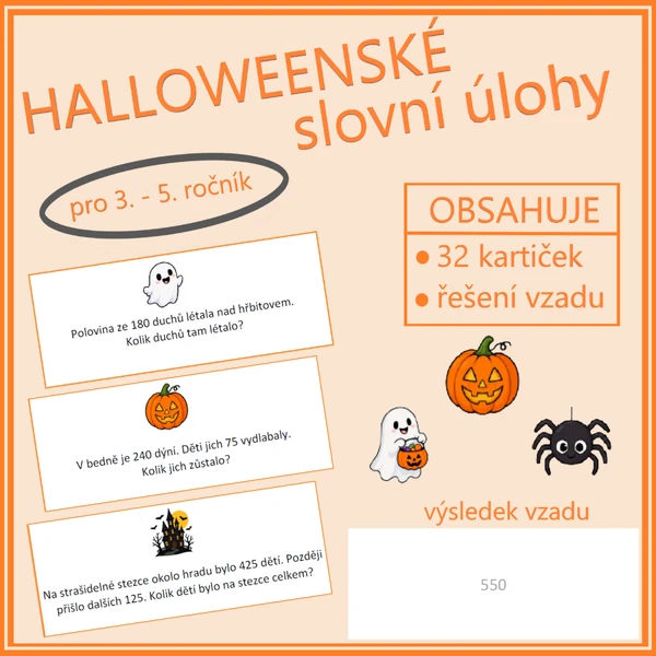 Halloweenské slovní úlohy (pro 3. – 5. ročník)
