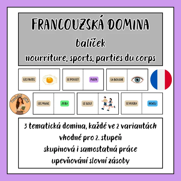 FRANCOUZSKÁ DOMINA - balíček - nourriture, sports, parties du corps
