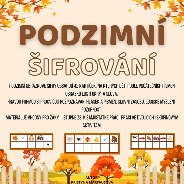 Podzimní obrázkové šifry - 42 kartiček k luštění slov 🍂🔎