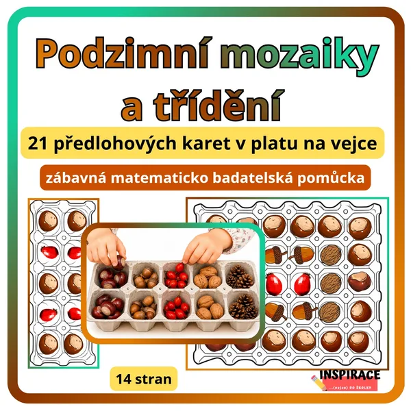 Podzimní mozaiky a třídění (v platu na vejce)