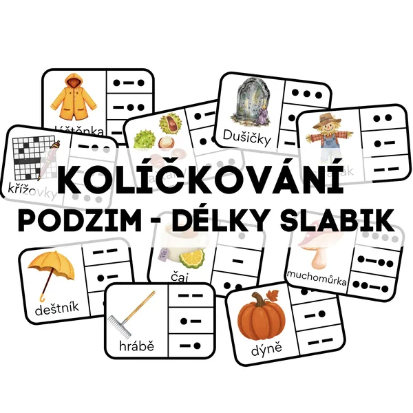 Kolíčkování - délka slabik PODZIM🍂