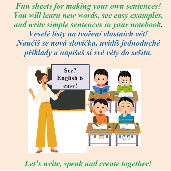 Sentence Building – Practice Sheets / Tvorba vět – Pracovní listy