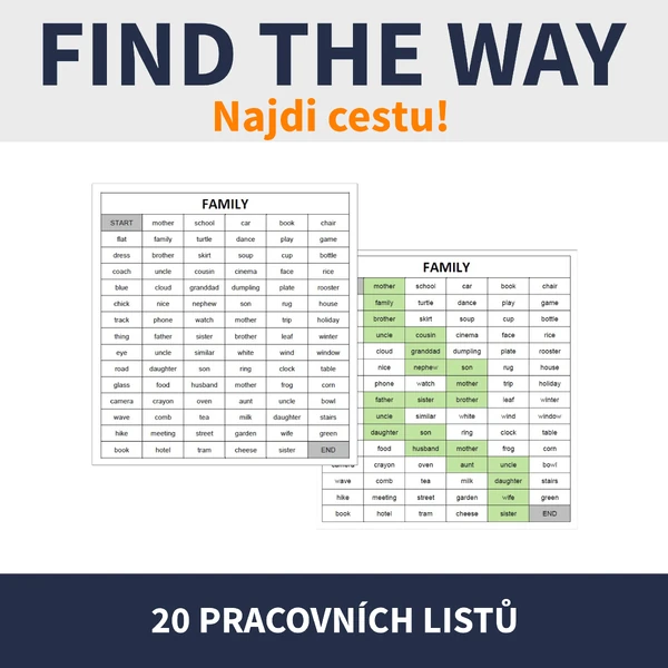 FIND THE WAY (Najdi cestu, vocabulary game)