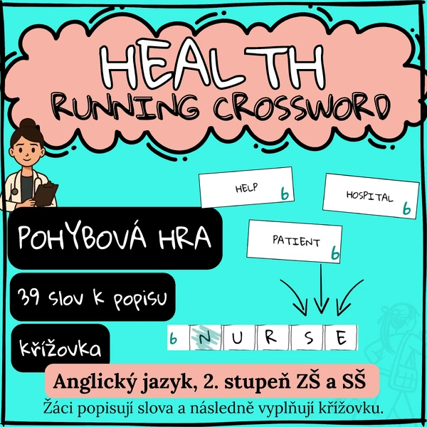 RUNNING CROSSWORD - Health & At the doctor's | Anglická běhací křížovka