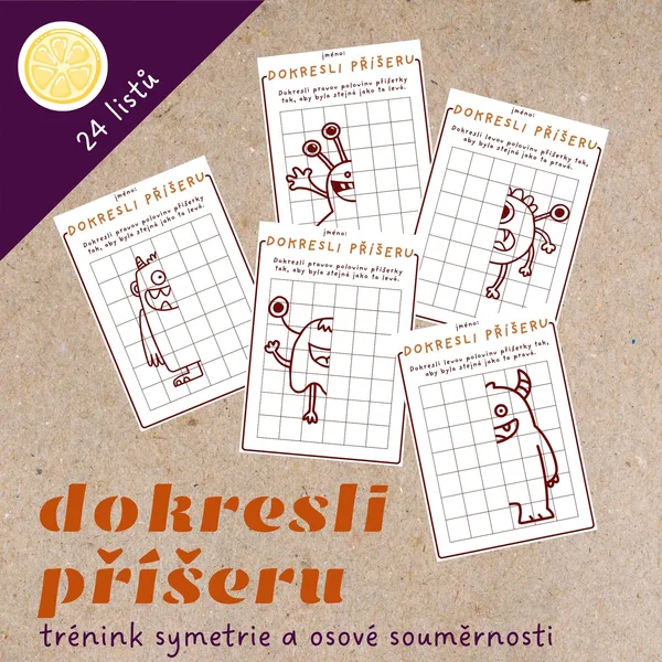 DOKRESLI PŘÍŠERU - trénink symetrie a osové souměrnosti
