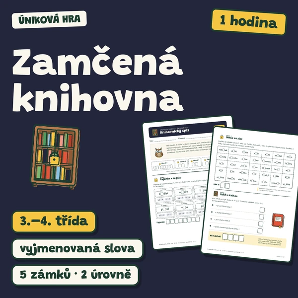 Zamčená knihovna – úniková hra na vyjmenovaná slova – 2 úrovně (3.–4. třída)