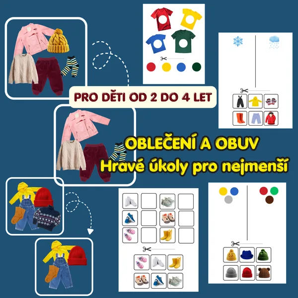 Oblečení a obuv pro nejmenší (2–4 roky) – 20 pracovních listů | Didaktické hry