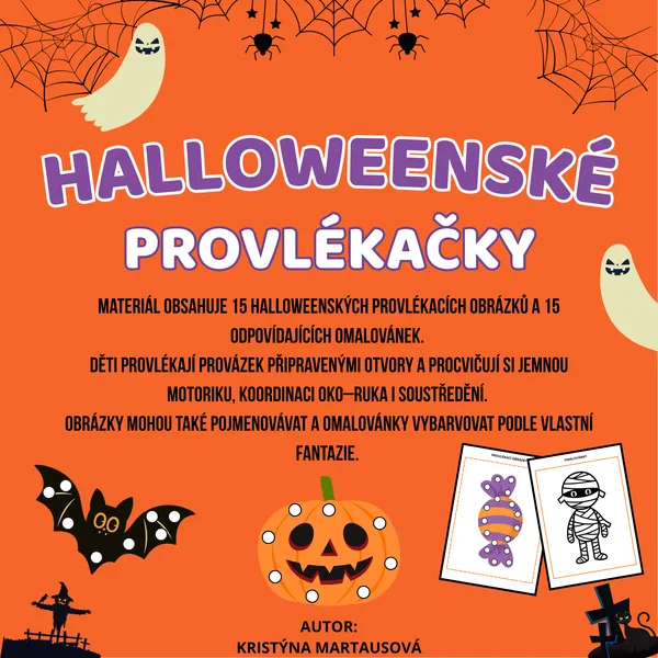 Strašidelné provlékání - Halloweenské obrázky a omalovánky 🎃🧵