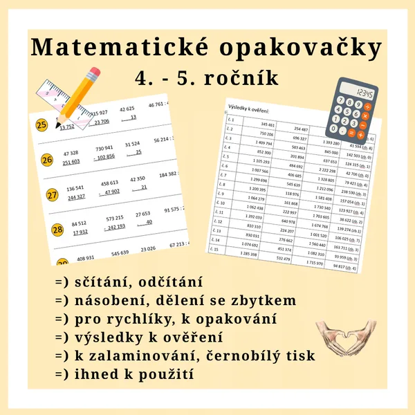 Pětiminutovky: Písemné početní operace s velkými čísly (4.–5. ročník)