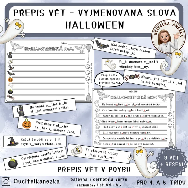 HALLOWEENSKÁ BĚHAČKA - VYJMENOVANÁ SLOVA