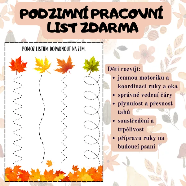 Podzimní pracovní list zdarma